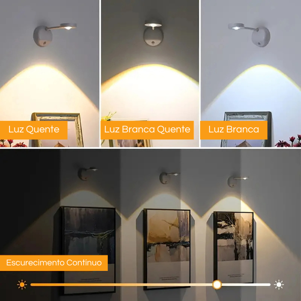 Luz de LED decorativa, recarregável, com sensor de movimento e ajuste de cores.