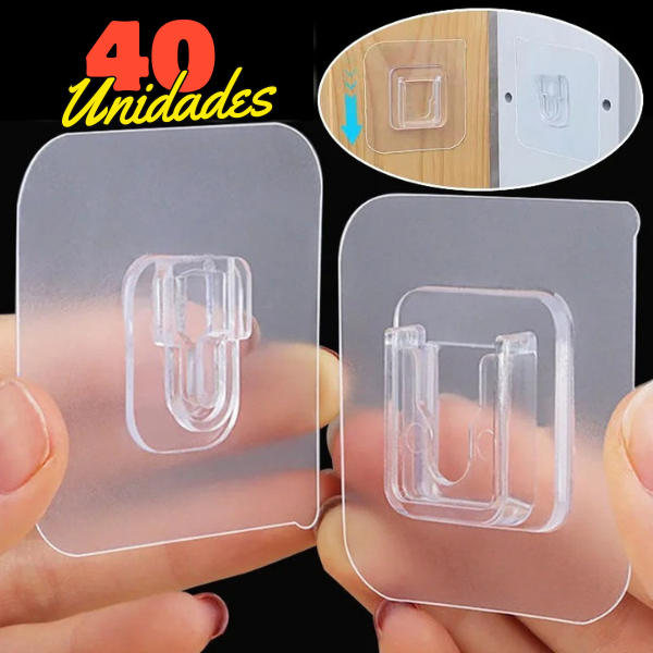 Ganchos adesivos transparentes, práticos e invisíveis, para organização sem furos
